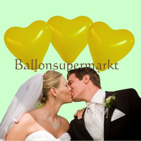 Herzluftballons Gelb