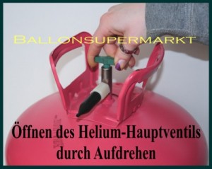 Öffnen des Haupventils am Helium-Einweg-Tank