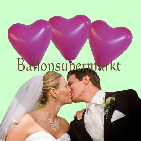 Herzluftballons in Violett