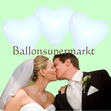 Herzluftballons in Weiß